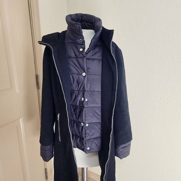 Soia & Kyo Rooney Hooded Mixed Media Coat M - Picture 10 of 11